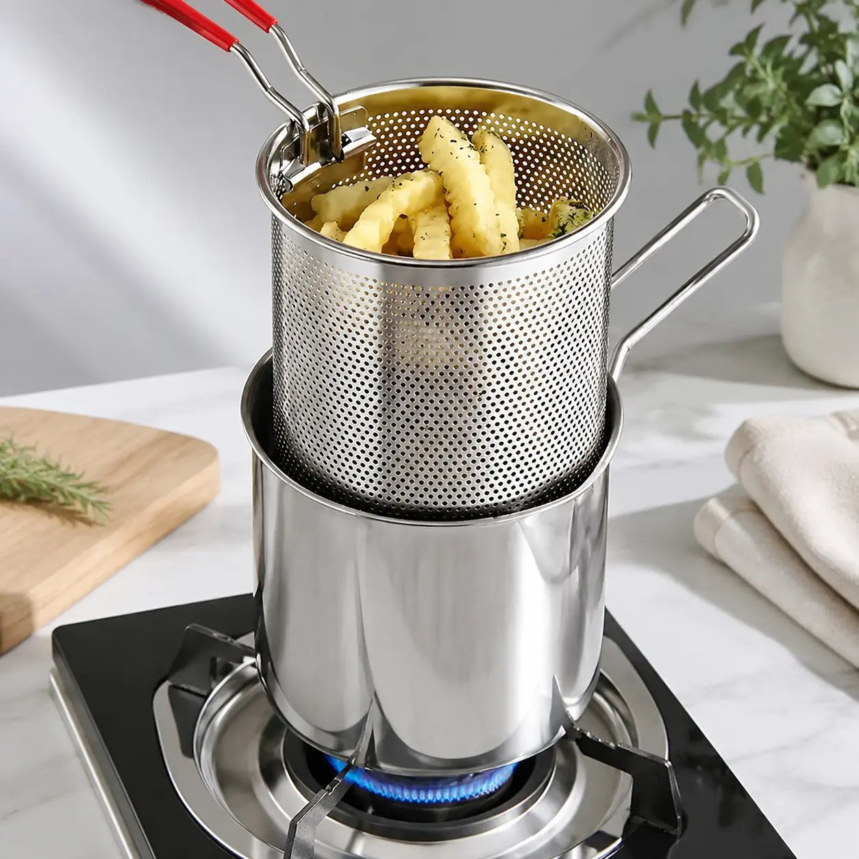 Mini Stainless Steel Deep Fryer Set